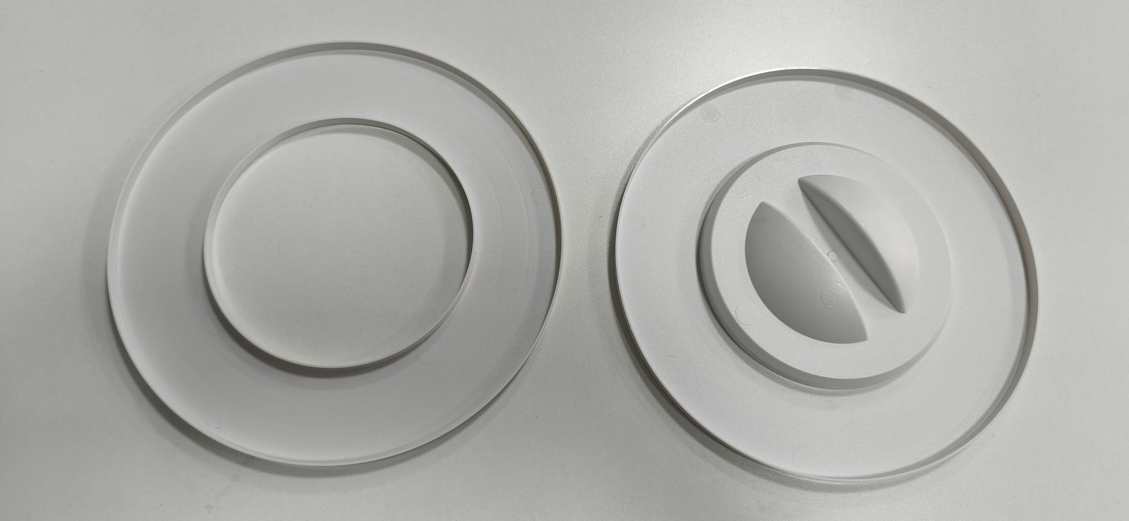 Air purifier filter end cap, detail of the textured surface