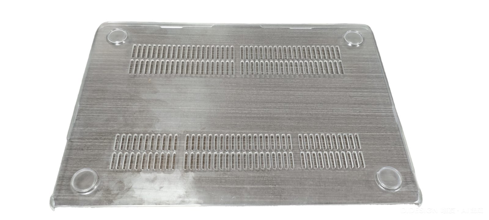 Transparent laptop protective shell, 45 degree view
